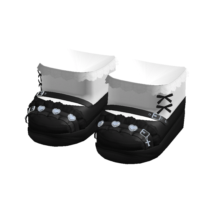 ୨୧ : adorable gothic doll ruffled shoes ♡ black
