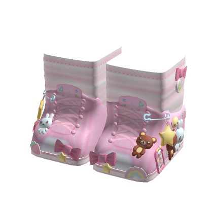 cute kawaii pink denim harajuku plush sneakers
