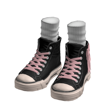 Black High Top Sneakers w/ Socks