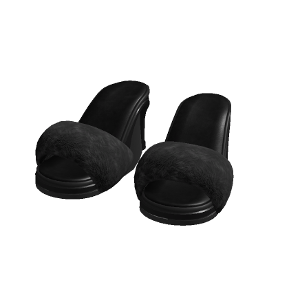 Fur Stiletto Heels Black