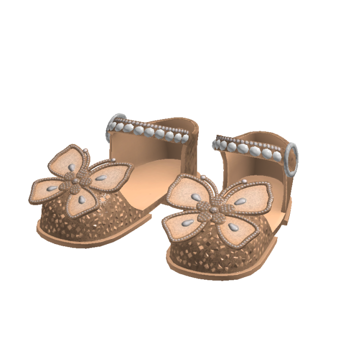 Beige Glitter and Gems Butterfly Sandals