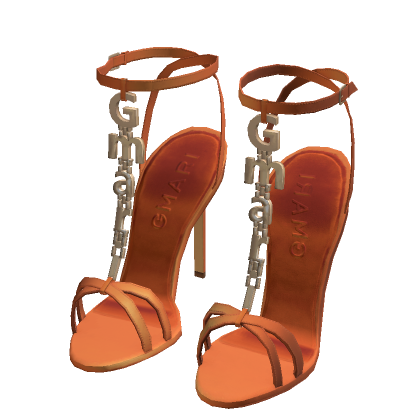 Sunset Orange GMARI Metal Logo Strappy Heels