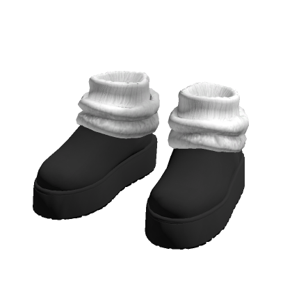 Black Fur Slippers Leg Warmers Woman