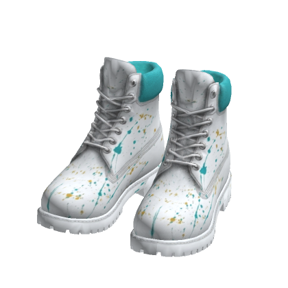 White Splatter Boots Timbs Streetwear Leather Shoe