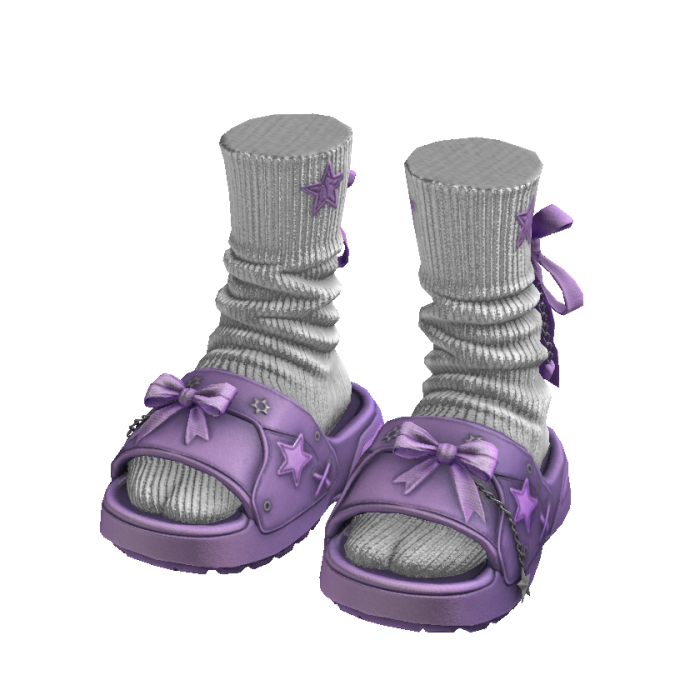 Y2K Star Bow Slides (Purple)