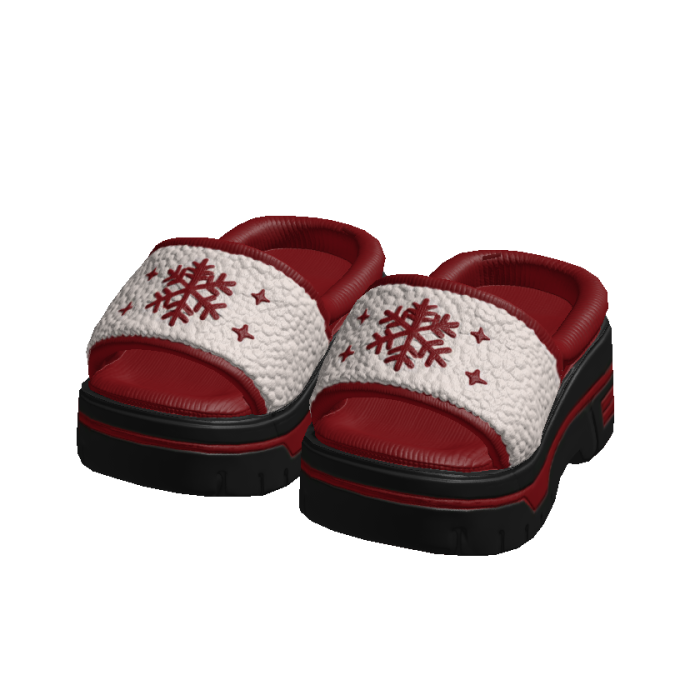 Black-Red Fur Snowflake Slides 3.0