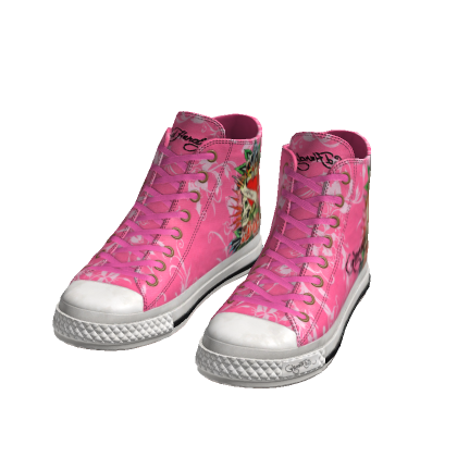 Pink Ed Hardy Converse thumbnail