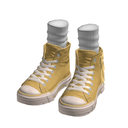 Yellow High Top Sneakers w/ Socks