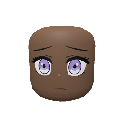 Roblox Item Cold Anime Head - Purple Eyes Face Mask Brown