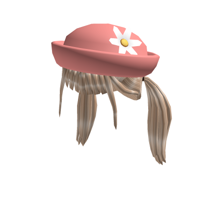 Cottagecore Blonde Pigtails W/ Pink Hat | Roblox Item - Rolimon's