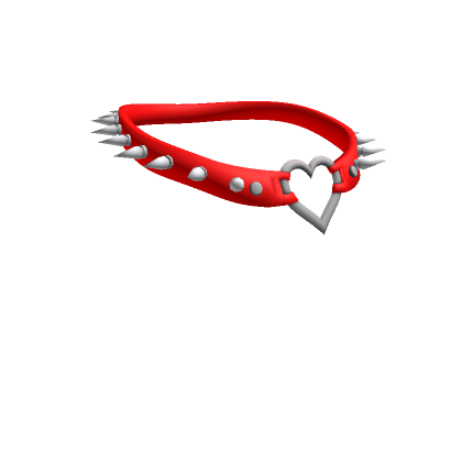 Roblox Item Y2K Heart Studded Collar - Red and Silver (3.0)