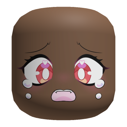 Roblox Item Red Eyes Crying Chibi Face (Brown)