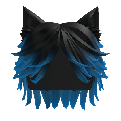 Messy Black to Blue Cat Emo Hair