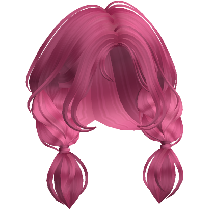 Cute Y2K Preppy Curly Long Low Pigtails In Pink's Code & Price