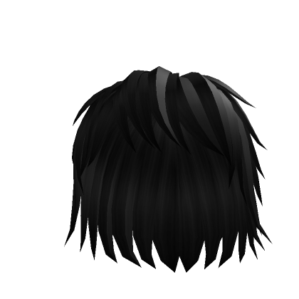 ♡ short messy fluffy hair black - Roblox