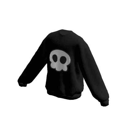 Roblox Item Cute White Skull Oversized Black Sweater