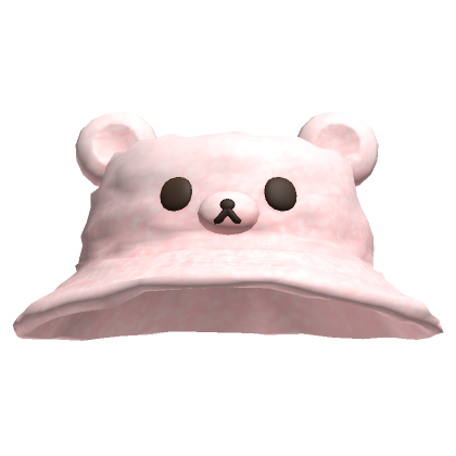 Roblox Item Kawaii Fuzzy Bear Bucket Hat Pink