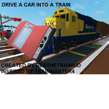 Fahre ein Auto in einen Zug