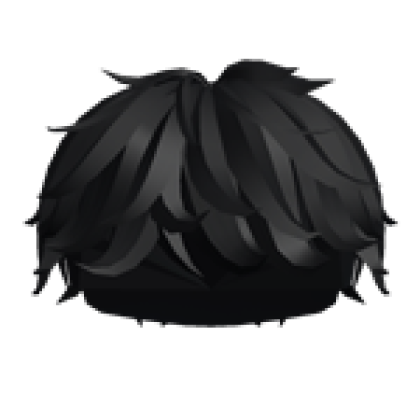 ♡ short messy fluffy hair black - Roblox