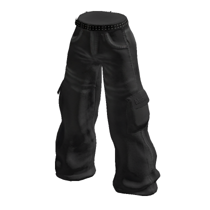 เข็มขัด Studded กางเกงยีนส์ Baggy Worn Denim สีดํา - Roblox