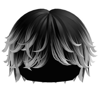Black to White Messy Swept Fluffy Boy Hair's Code & Price - RblxTrade
