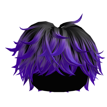 Roblox Item Black to Purple Fluffy Messy Cool Boy Hair