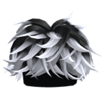 Png.Black To White Fluffy Middle Swept Hair - Roblox