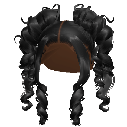 Messy Double Buns With Curly bangs in Black