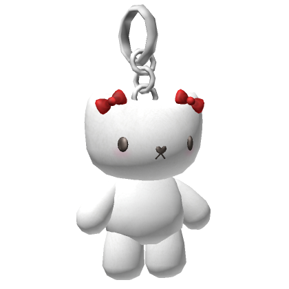 White & Red Kawaii Cat Keychain (1.0)