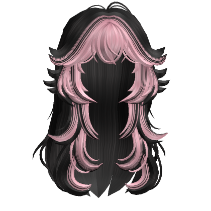 Two-Tone Anime Wolfcut Hair Pink & Black - Roblox