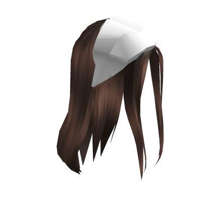 White Winter Hat Dark Brown Long Straight Hair - Roblox