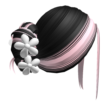 Two-Tone Flower Clipped Updo (Black & Pink) | Roblox Item - Rolimon's