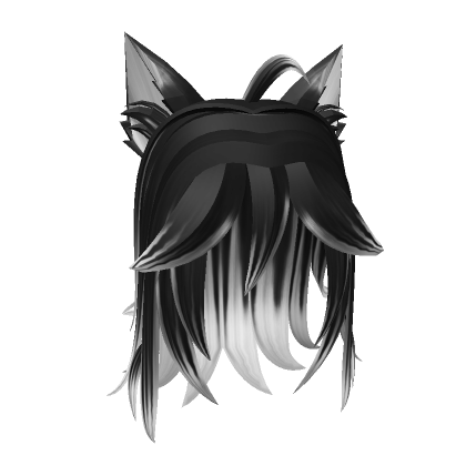 Cute Hair Fluffy Cat Ears [Black To White] | Roblox Item - Rolimon's