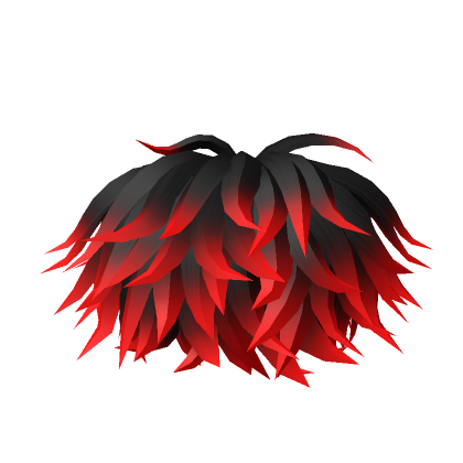 Roblox Item Black to Red Fluffy Messy Hairstyle