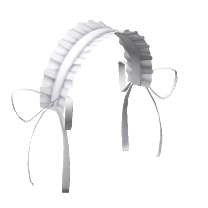 Roblox Item Ruffled Lace Headband (White) w/ White Sidebows 