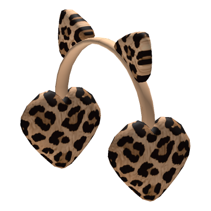 Roblox Item Cheetah Cat Heart Earmuffs