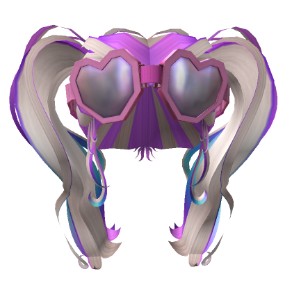 Roblox Item Heart Goggles Long Pigtails Hair White Pink