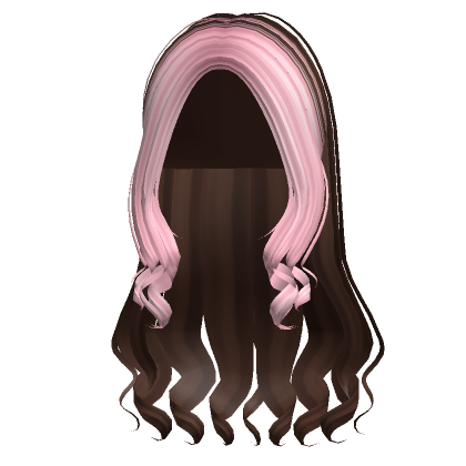 Long Cotton Curly Preppy Hair (Brown & Pink) - Roblox