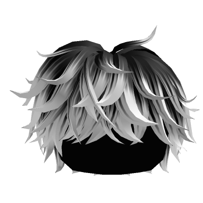 Black to White Fluffy Messy Cool Boy Hair - Roblox