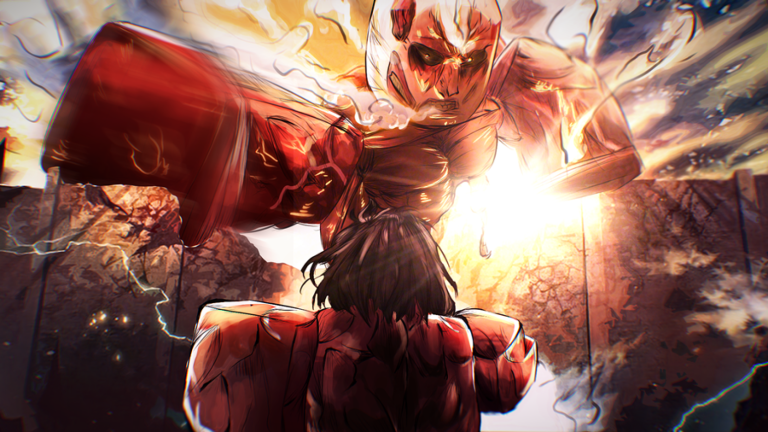 Fighting the Colossus Titan, Anime Dimensions, Roblox