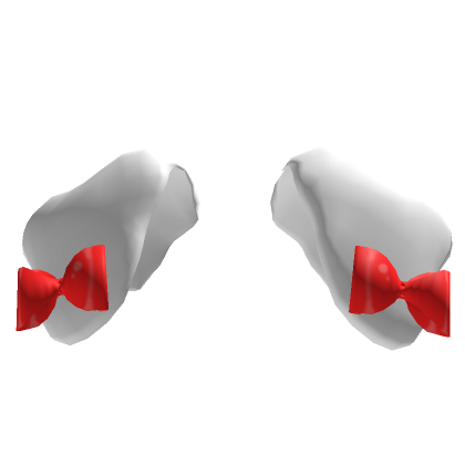 White Dog Ears w/ Red Bows | Roblox Item - Rolimon's