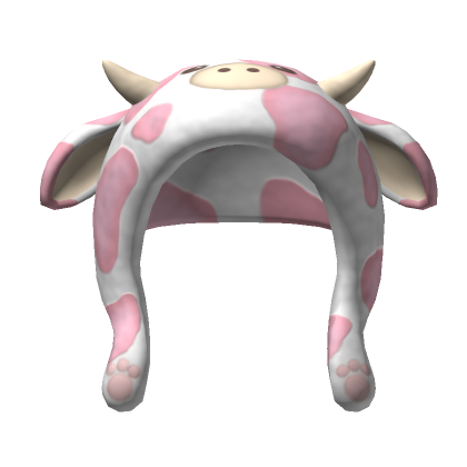 Fluffy Strawberry Cow Mask Hat | Roblox Item - Rolimon's