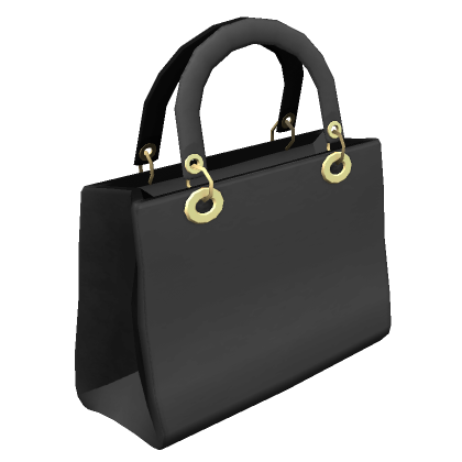 Roblox Item Luxury Black Leather Bag w/ Gold Hardware