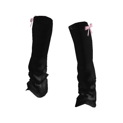 Roblox Item Kawaii Black Leg Warmers with Pink Bows