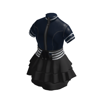 Roblox Item Anime Soldier Dress Sweetheart Blue and Black