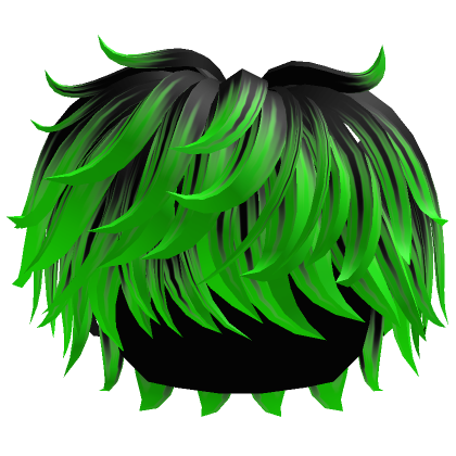 Roblox Item Black to Green Fluffy Messy Swept Hair