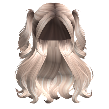 Roblox Item Long Curly Hair w/ Candy Twist Pigtails (Platinum)