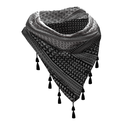 Black and White Palestinian Shemagh Keffiyeh Scarve With 