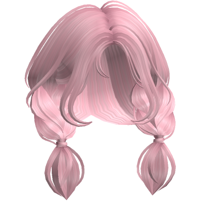 Roblox Item Short Braided Messy Pigtails Pink