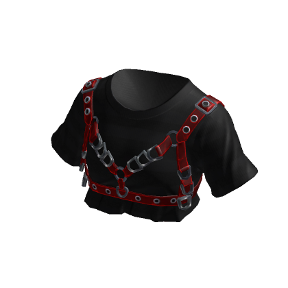 Chained Punk Goth Tee Black & Red | Roblox Item - Rolimon's
